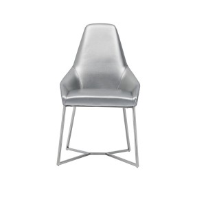 Silla de comedor Modrest Sarah moderna de polipiel gris perla (juego de 2)