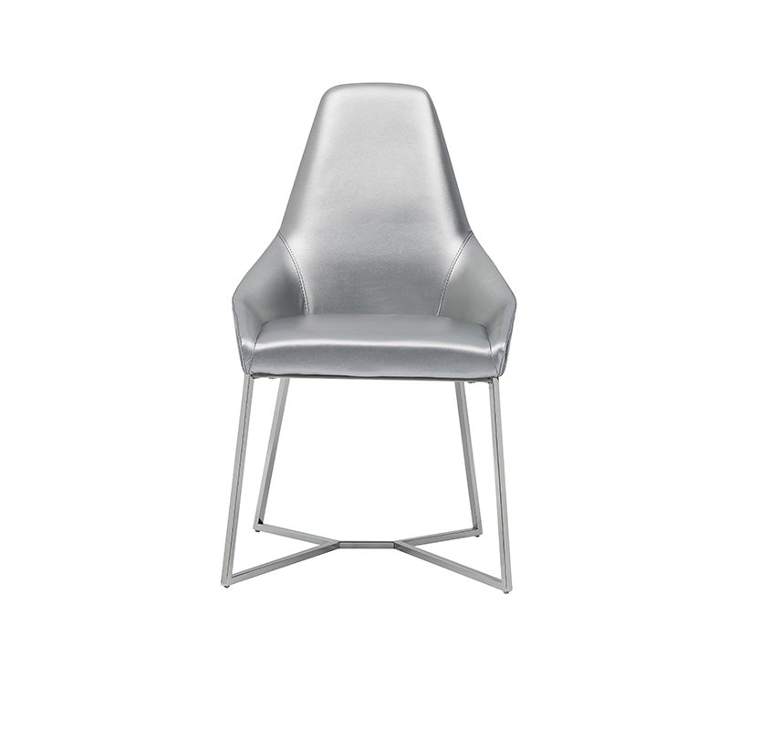 Silla de comedor Modrest Sarah moderna de polipiel gris perla (juego de 2)