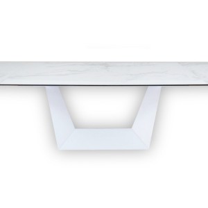 Modrest Baldwin - Mesa de comedor extensible moderna de cerámica blanca