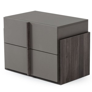 Nova Domus Lucia - Mesita de noche italiana moderna de olmo y gris mate