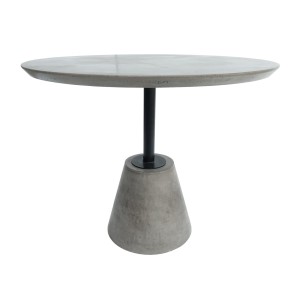 Modrest Nathrop - Mesa de comedor redonda moderna de hormigón gris y metal negro