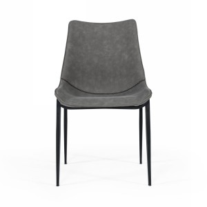 Modrest Frasier - Silla de comedor moderna de ecopiel gris (juego de 2)