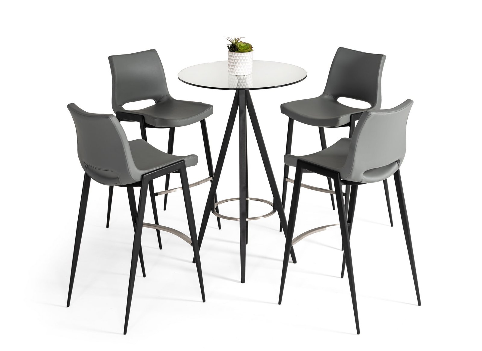 Modrest Dallas – Mesa alta de cristal transparente y metal negro