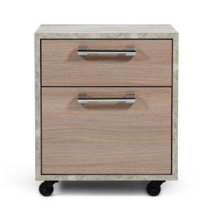 Archivador pequeño de oficina moderno de roble marrón y hormigón sintético Nova Domus Boston