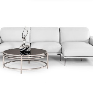 Lamod Italia Villeneuve - Sofá seccional moderno de cuero italiano blanco