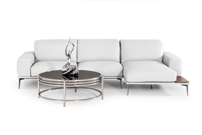 Lamod Italia Villeneuve - Sofá seccional moderno de cuero italiano blanco