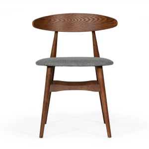 Modrest Prospect - Silla de comedor moderna de tela gris y nogal (juego de 2)