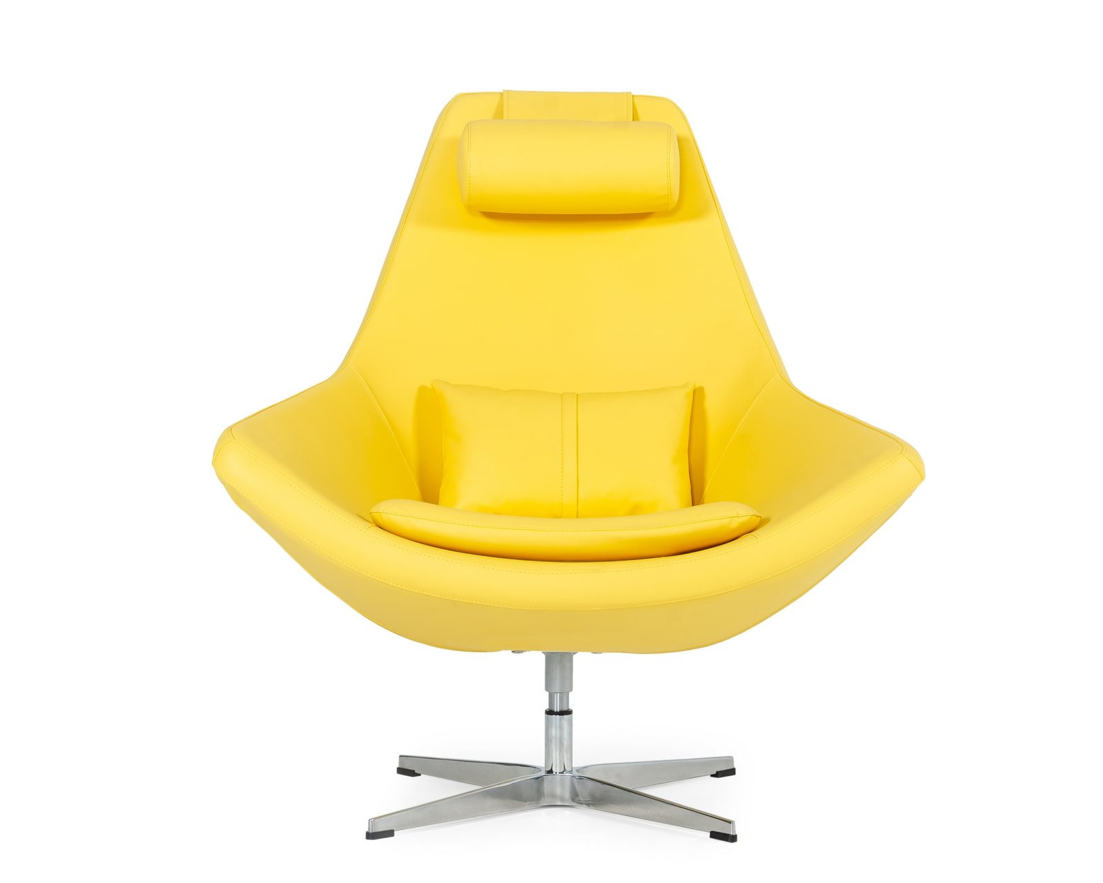 Kenora moderna - Silla decorativa moderna de cuero ecológico amarillo - Image 4
