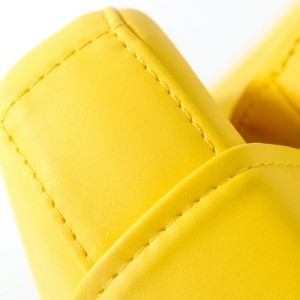 Kenora moderna - Silla decorativa moderna de cuero ecológico amarillo