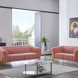 Divani Casa Aiken - Sofá moderno de terciopelo salmón