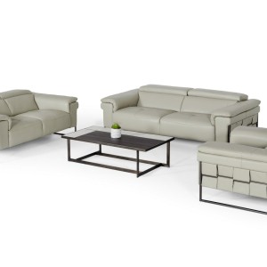 Divani Casa Shoden - Silla moderna de cuero gris claro