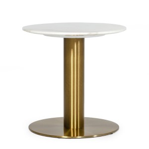 Modrest Fairway - Mesa auxiliar de mármol blanco glamuroso y oro cepillado