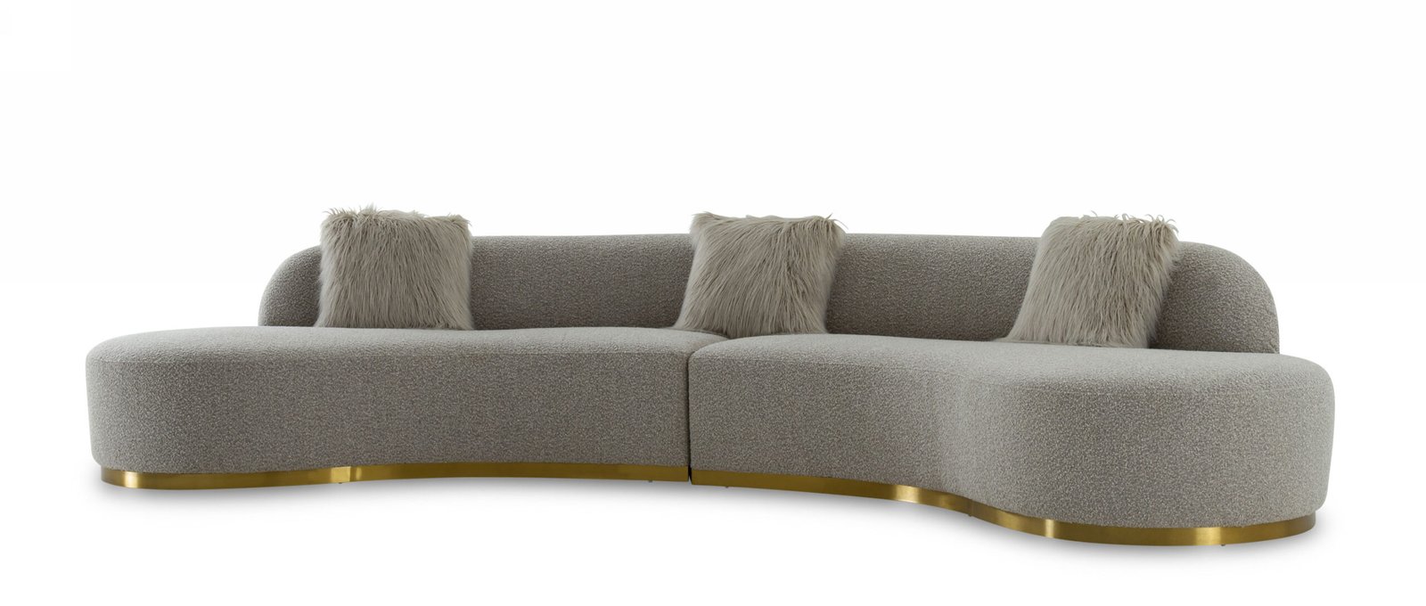 Divani Casa Frontier – Sofá seccional curvo de tela gris glamuroso