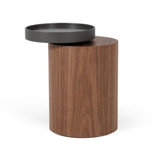 Modrest Bascom- Mesa auxiliar moderna en gris y nogal