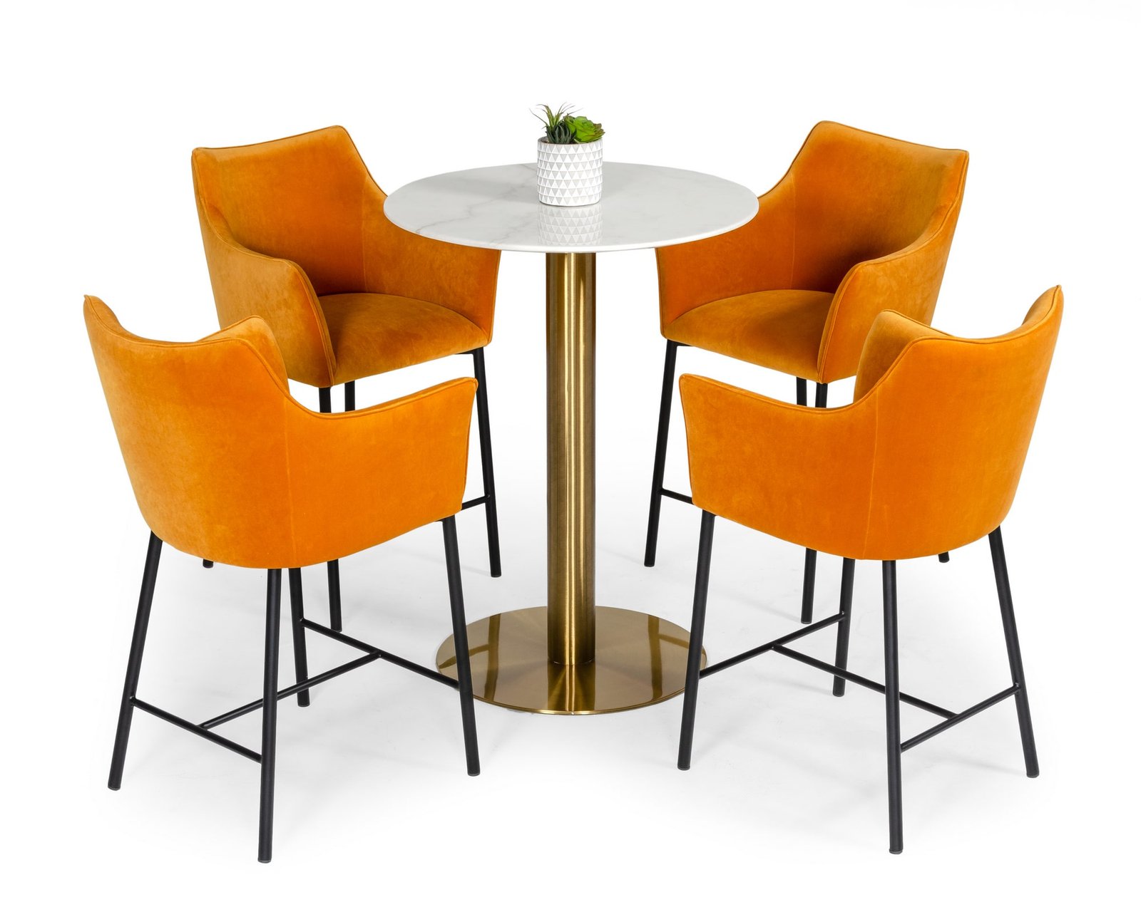 Modrest Fairway - Mesa alta de mármol blanco glamuroso y oro cepillado - Image 3