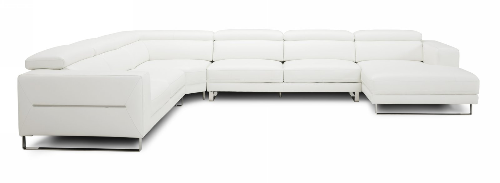 Divani Casa Hawkey – Sofá seccional en forma de U de cuero blanco contemporáneo
