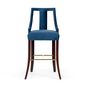Modrest Kimball - Taburete de bar de terciopelo azul Glam