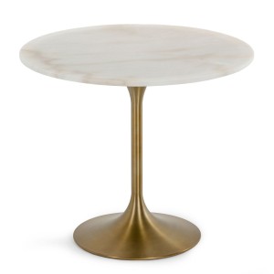 Modrest Collins - Mesa de comedor Glam de mármol blanco y dorado