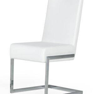 Modrest Batavia - Silla de comedor moderna de acero inoxidable y color blanco (juego de 2)