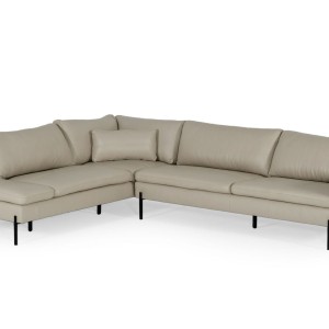 Divani Casa Sherry - Sofá seccional moderno de cuero gris con orientación izquierda