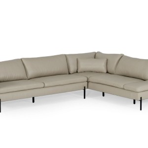 Divani Casa Sherry - Sofá seccional moderno de cuero gris con orientación derecha