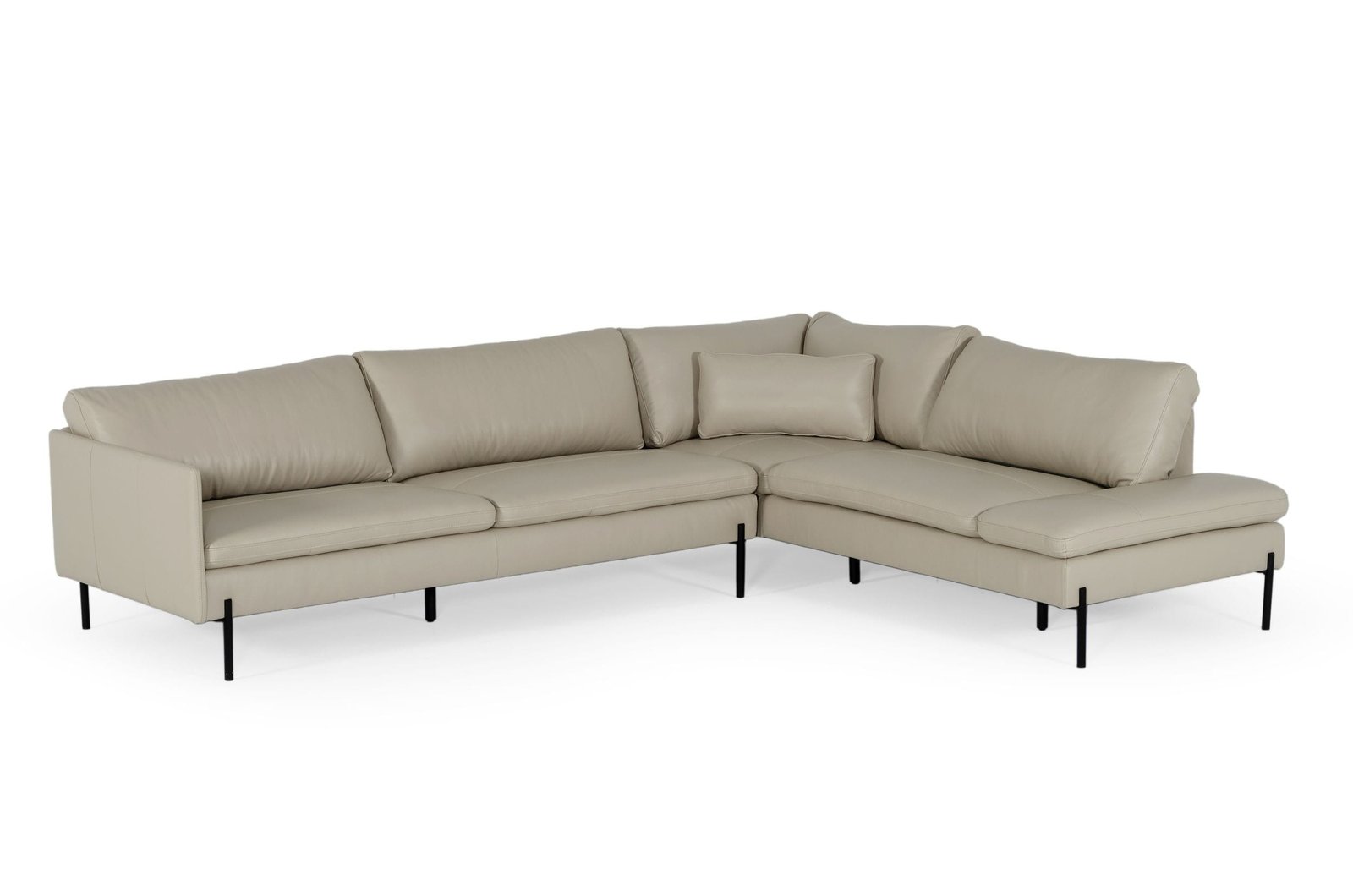 Divani Casa Sherry – Sofá seccional moderno de cuero gris con orientación derecha