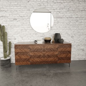 Modrest Paula - Espejo redondo Mid-Century de nogal