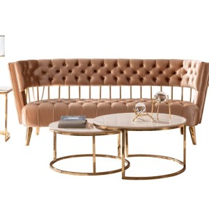 Divani Casa Courtney - Sillón de tela beige y dorado