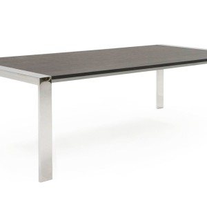Modrest Fauna - Mesa de comedor moderna cromada de acero inoxidable y gris olmo