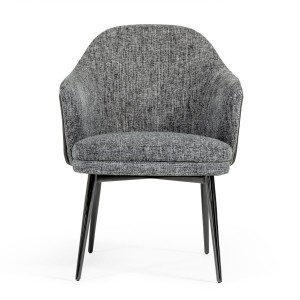 Modrest Cora - Silla de comedor moderna de tela y polipiel gris
