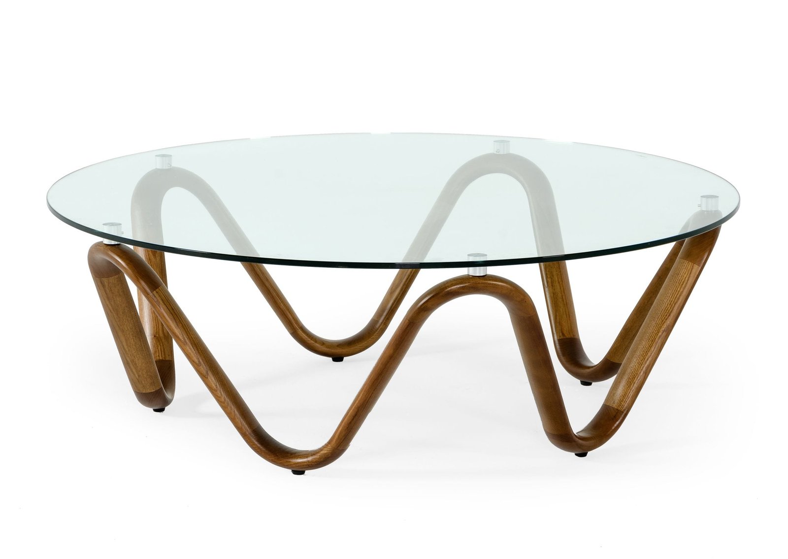 Modrest Lassen - Mesa de centro moderna de vidrio y nogal