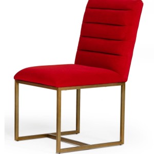 Modrest Barker - Silla de comedor moderna en color naranja quemado y dorado cepillado (juego de 2)