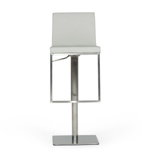 Modrest Folsum - Taburete de bar moderno de acero inoxidable cepillado y gris claro