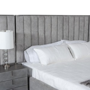 Modrest Buckley - Recámara moderna de acero inoxidable gris y negro con mesitas de noche