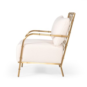 Divani Casa Ignacio - Silla decorativa Glam de terciopelo blanco y dorado