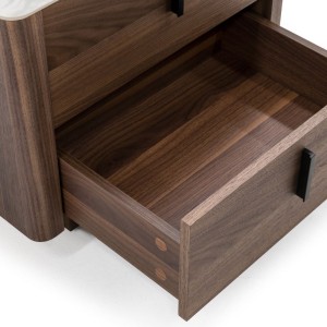 Modrest Chelton - Mesita de noche contemporánea de cerámica blanca y nogal