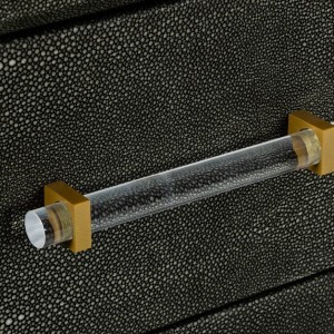 Modrest Howard - Cofre moderno de polipiel gris shagreen y dorado