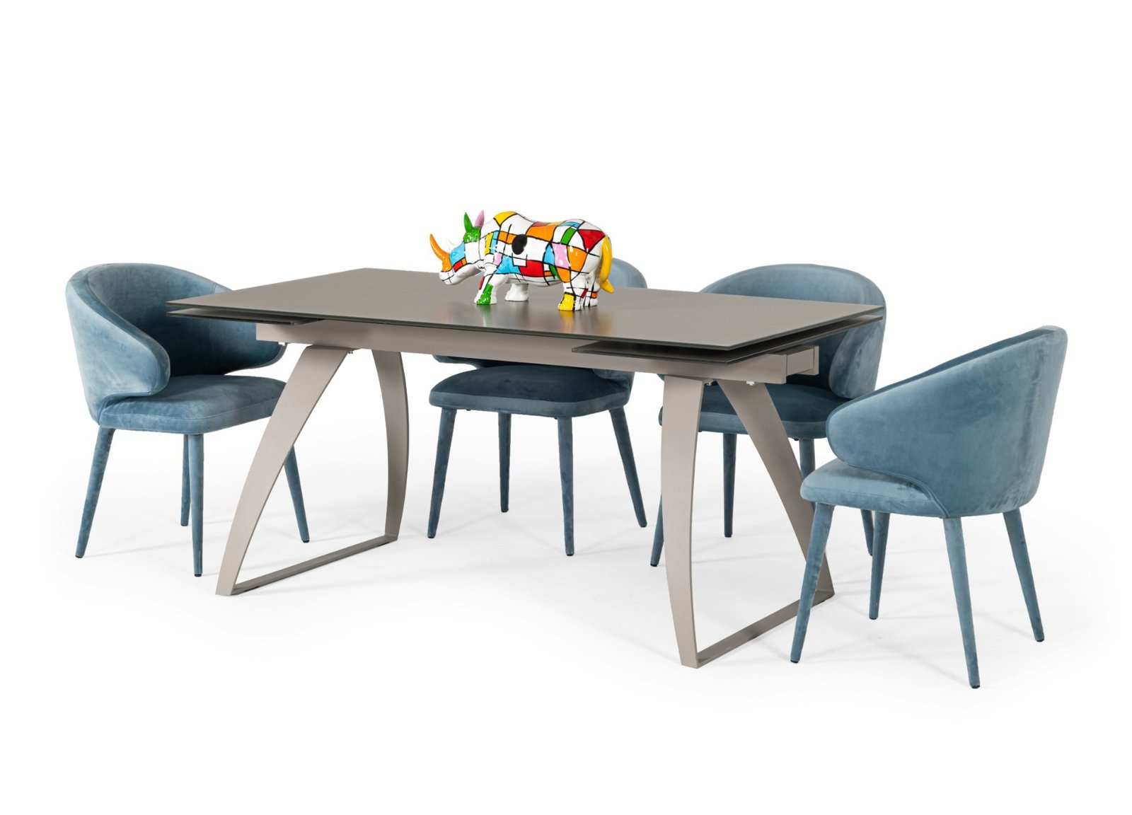 Modrest Pittson - Mesa de comedor moderna extensible de cristal gris