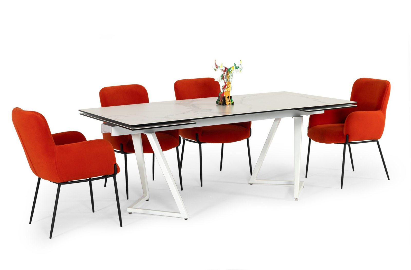 Modrest Farrell - Mesa de comedor extensible moderna de cerámica blanca