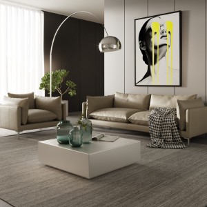 Divani Casa Harvest - Sofá moderno de cuero color topo