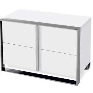 Nova Domus Francois - Mesita de noche moderna de acero inoxidable y color blanco