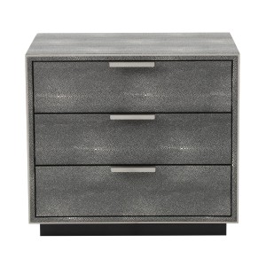 Modrest Dynasty - Mesita de noche moderna de tres cajones Shagreen