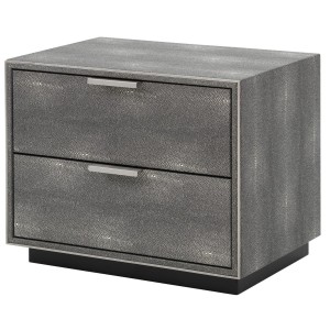 Modrest Dynasty - Mesita de noche moderna de dos cajones Shagreen