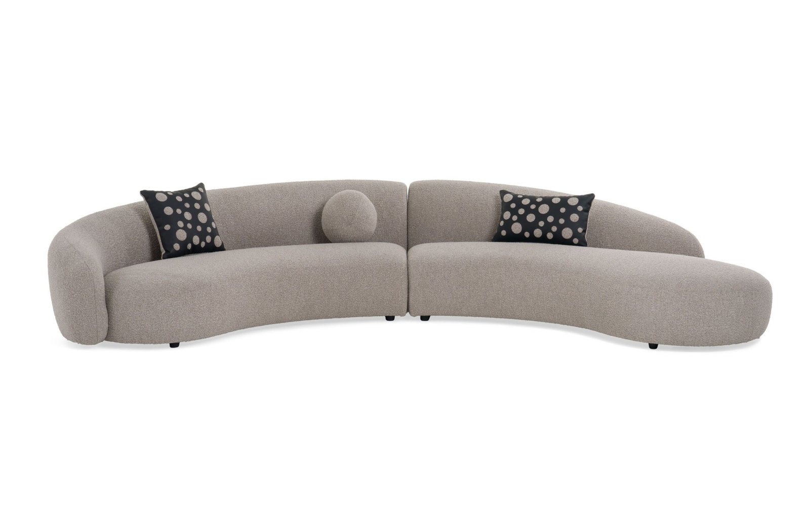 Divani Casa Allis - Sofá seccional curvo de tela gris glamuroso y negro - Image 2