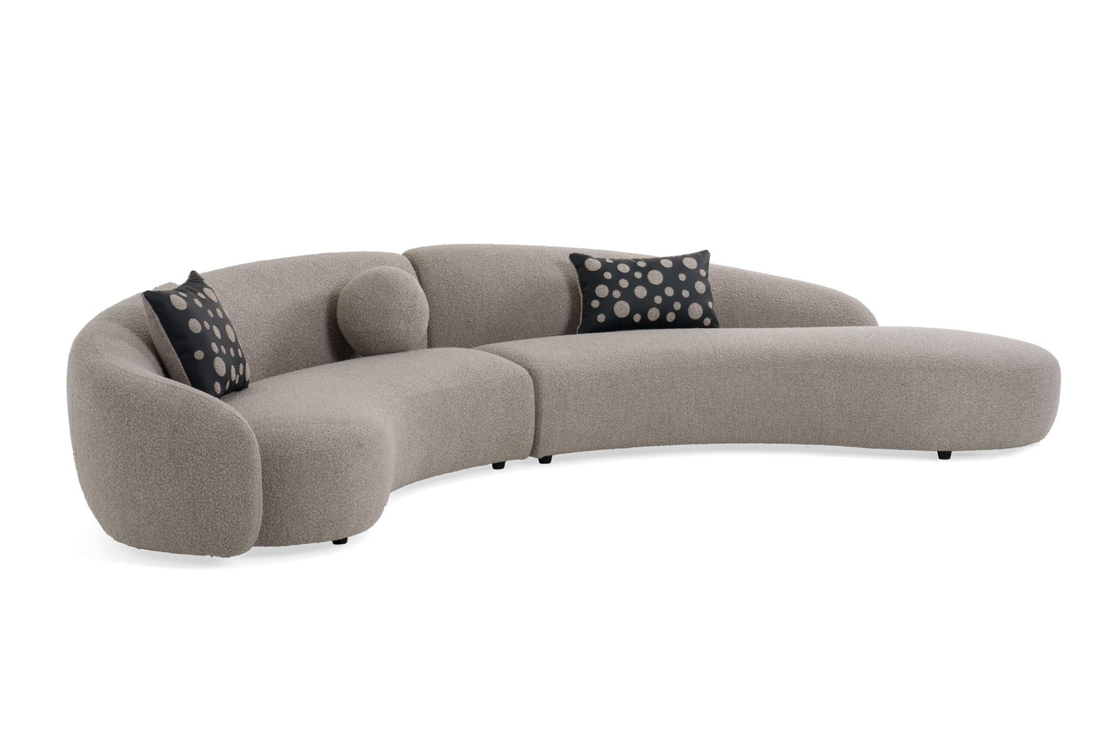 Divani Casa Allis - Sofá seccional curvo de tela gris glamuroso y negro - Image 3