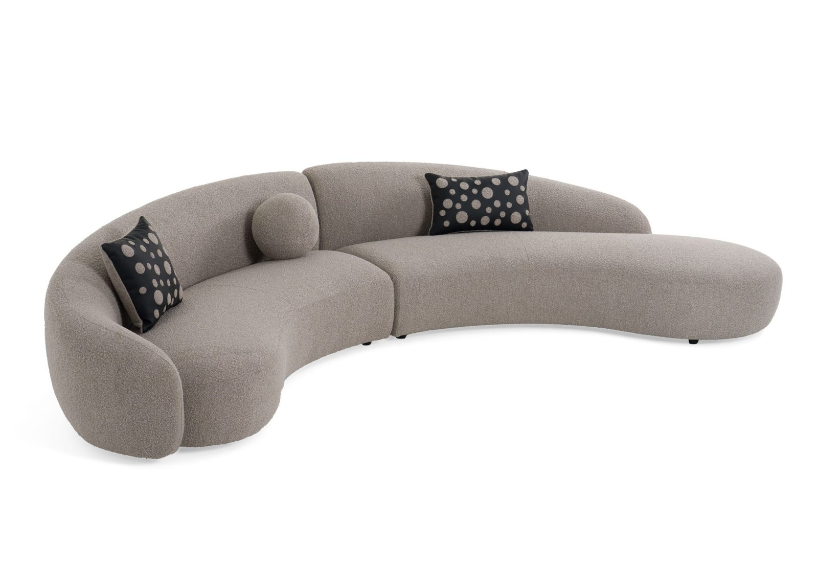 Divani Casa Allis - Sofá seccional curvo de tela gris glamuroso y negro - Image 4
