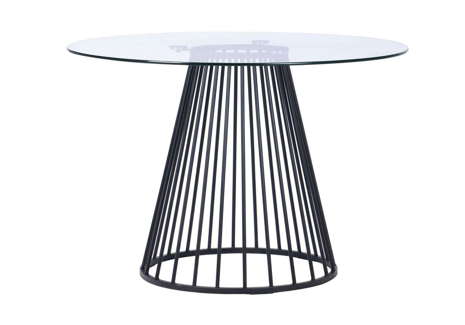 Modrest Holly - Mesa de comedor moderna redonda de vidrio transparente y negro - Image 3