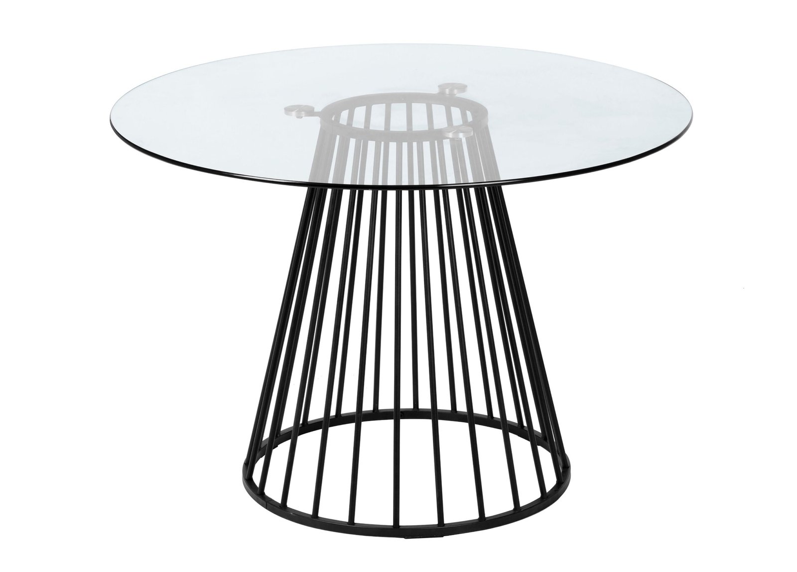 Modrest Holly - Mesa de comedor moderna redonda de vidrio transparente y negro - Image 5