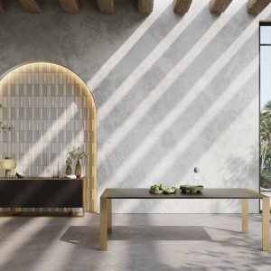 Modrest Fauna - Mesa de comedor moderna de wengué y latón