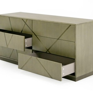 Modrest Nixa - Cómoda moderna ancha de abedul + bronce cepillado